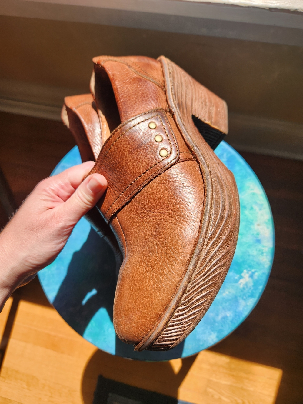 Born Women's Leather Slip-On Clogs in Chestnut